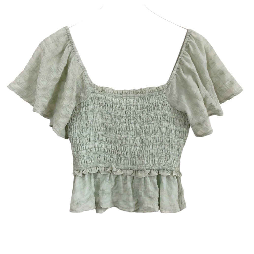 ASTR | Smocked Flutter Sleeve Cropped Top Small Cottagecore Feminine